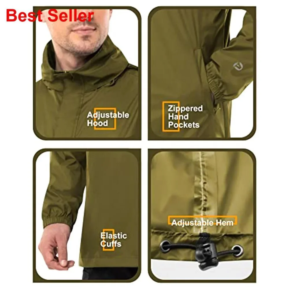 Waterproof Lightweight Packable Rain Pullover for Hiking Golf Running